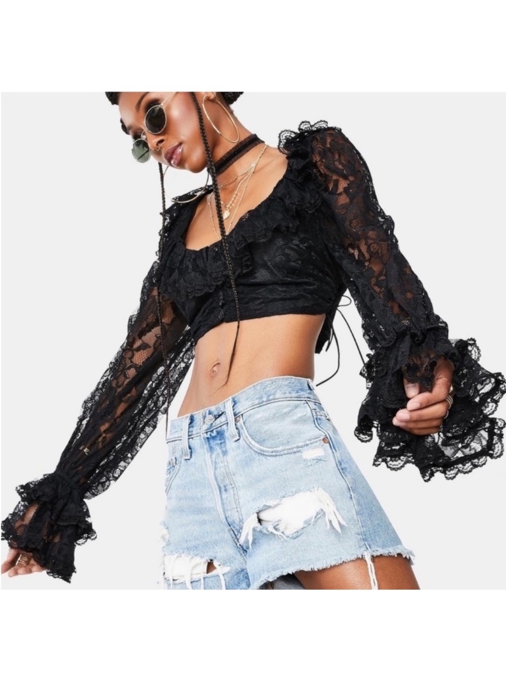 For Love & Lemons Quinn lace blouse size XS EUC - Picture 2 of 14